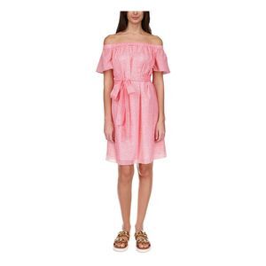 MICHAEL MICHAEL KORS Womens White Tie Lined Short Sleeve Shift Dress XXS